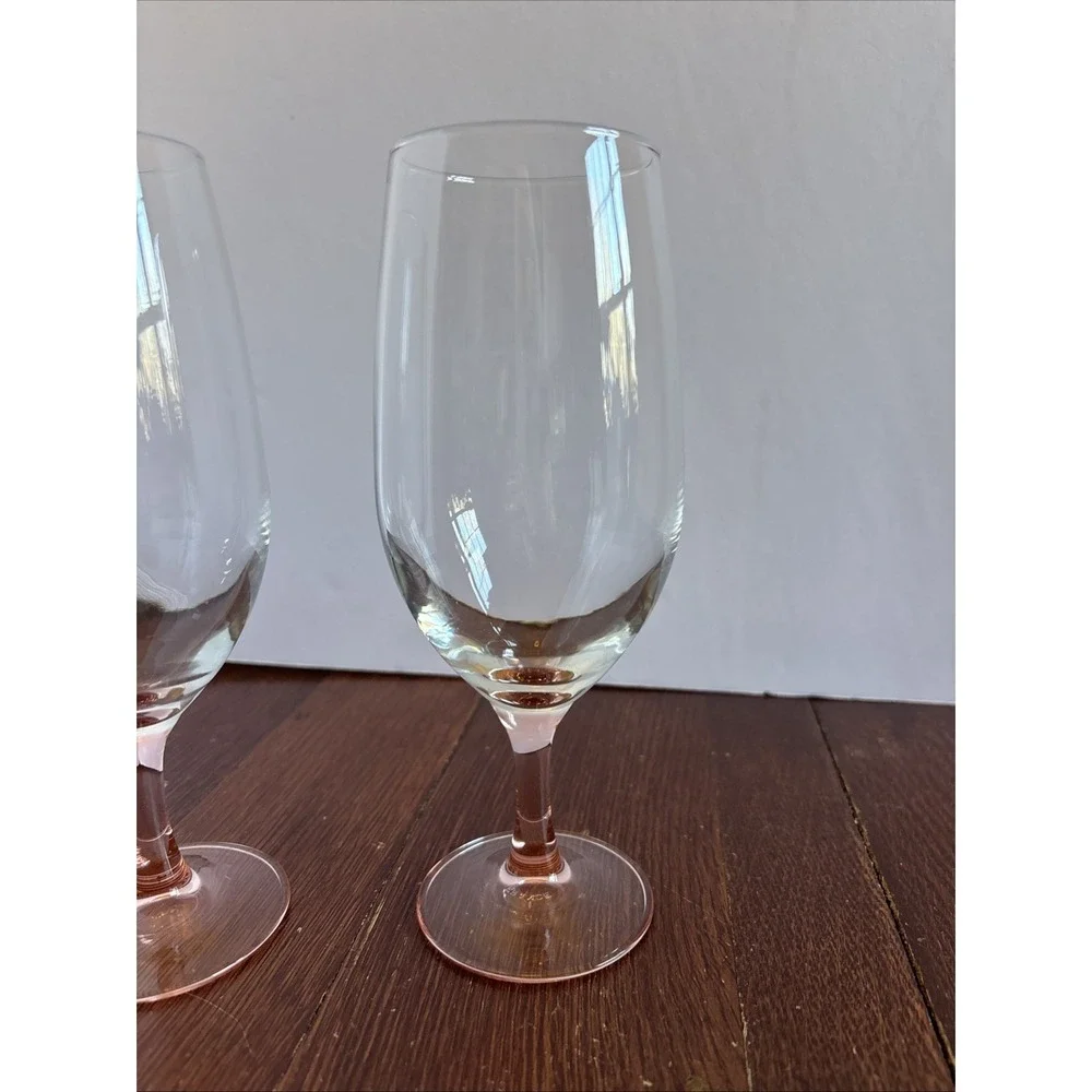 Luminarc Rosaline Pink Stemmed‎ Wine Glasses Set of 2 Clear Bowl Made in France